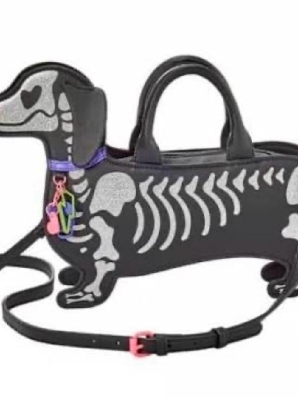 Betsey Johnson Dachshund Halloween Glitter Bone Skeleton Dog BNWT “BAG 2” - Picture 5 of 7